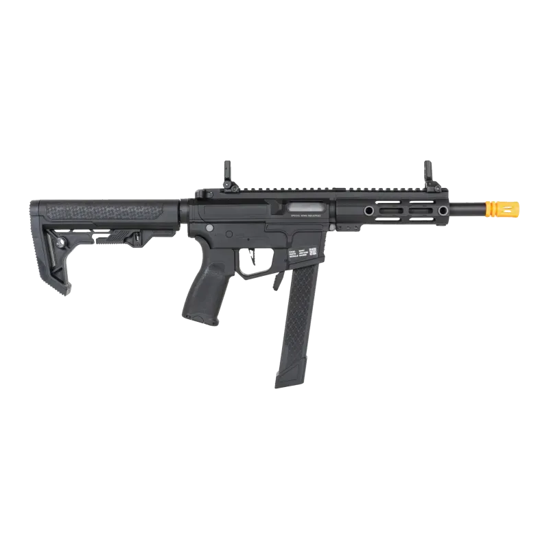 Specna Arms SA-FX01 Flex HAL ETU noire, vue de profil avec crosse Light Ops