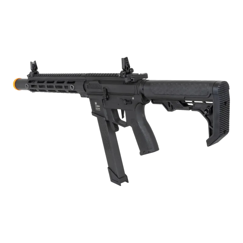 Specna Arms SA-FX02 Flex HAL ETU noire, vue de trois quarts avec garde-main M-LOK