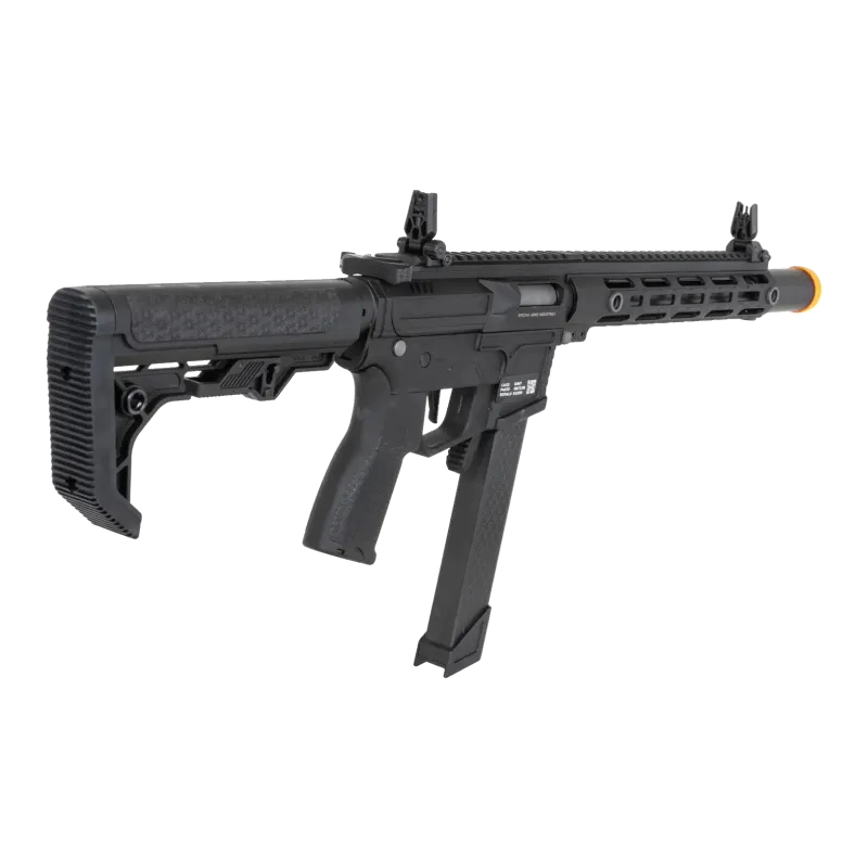 Specna Arms SA-FX02 Flex HAL ETU noire, vue de trois quarts arrière, crosse Light Ops