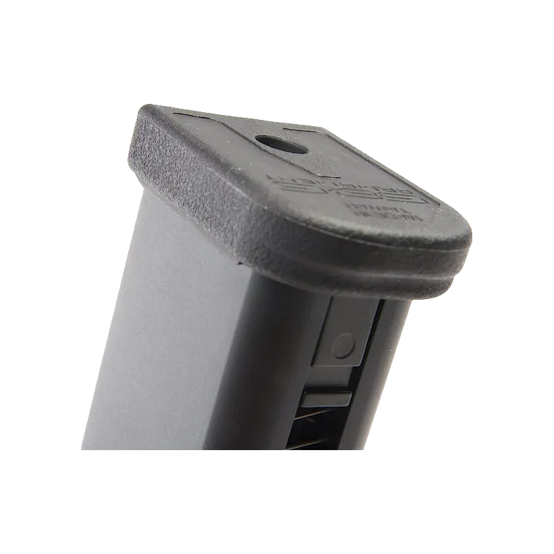 G&G Armament - Chargeur gaz GTP9, détail du talon noir et du bas du chargeur