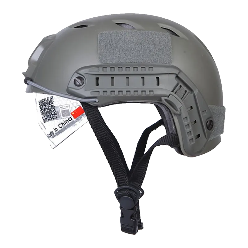 Casque Fast EmersonGear vert foliage EM8818, vue de profil, rail latéral et velcro