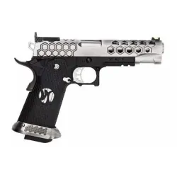 AW CUSTOM - Pistolet GBB Hi-Capa HX2501 en Métal - Noir et argent