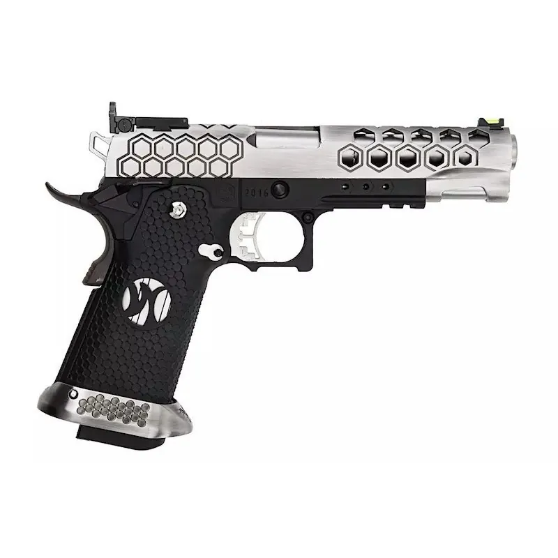 AW CUSTOM - Pistolet GBB Hi-Capa HX2501 en Métal - Noir et argent AW CUSTOM - Pistolet GBB Hi-Capa HX2501 en Métal - Noir et argent
