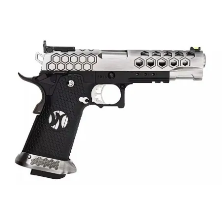 AW CUSTOM - Pistolet GBB Hi-Capa HX2501 en Métal - Noir et argent