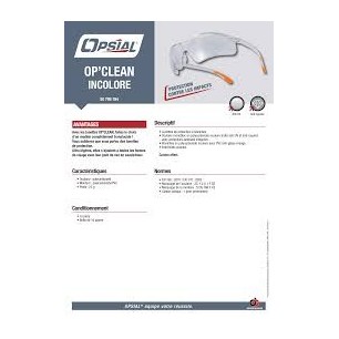 OPSIAL - Paire De Lunettes De Protection OP Clean Aven Cordon Offert