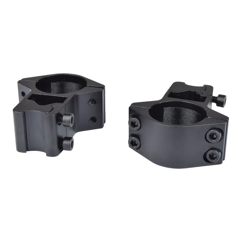 Anneaux de montage JS-Tactical noirs 1 pouce pour rail 11 mm queue d'aronde, vue en perspective