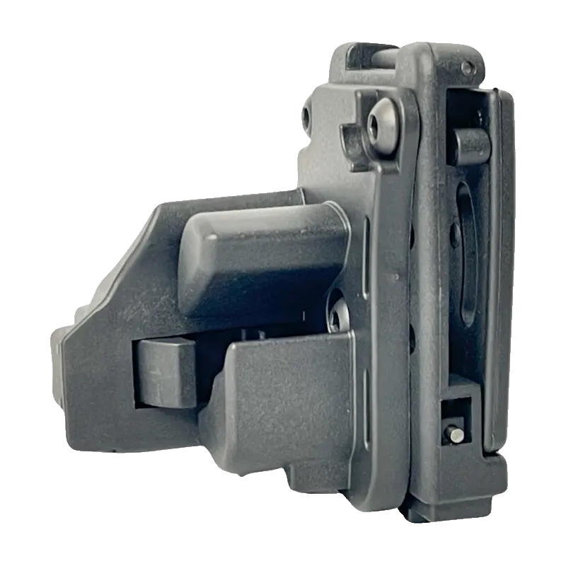 Holster de pontet CTM TAC pour P320 noir, vue de profil côté clip de ceinture