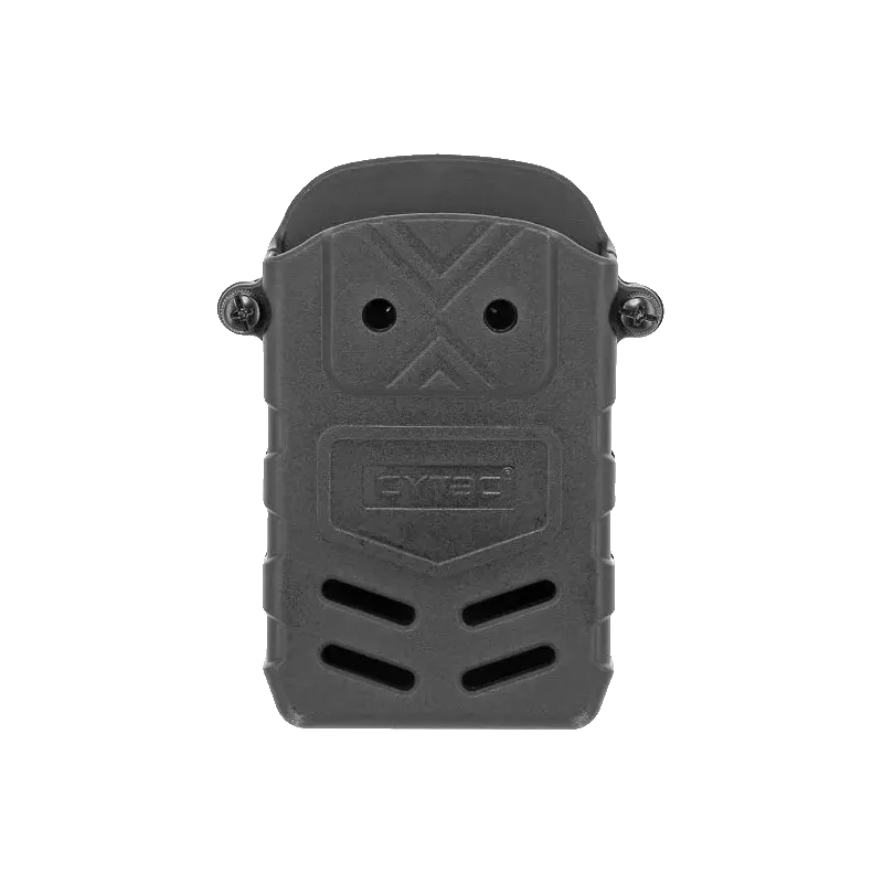 Porte-chargeur rigide Cytac noir AR15 M16 M4, vue de face avec logo Cytac et vis de réglage