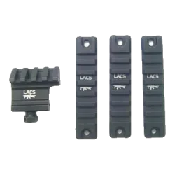 LACS - Lot de 3 rails Picatinny + 1 rail 45° déporté - Noir