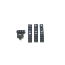 LACS - Lot De 3 Rails Picatinny + 1 Rail 45° Déporté - Noir