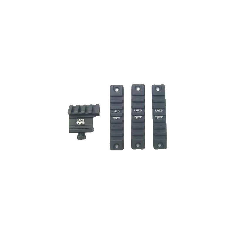LACS - Lot de 3 rails Picatinny + 1 rail 45° déporté - Noir