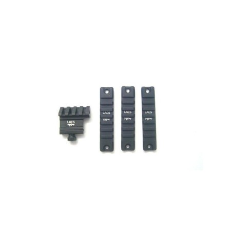 LACS - Lot De 3 Rails Picatinny + 1 Rail 45° Déporté - Noir
