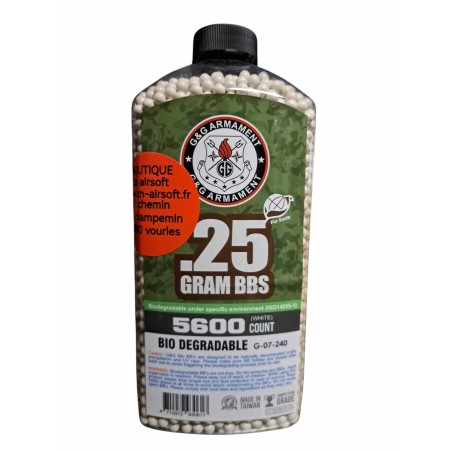 G&G Armament - Billes biodégradable Blanche 0.25g Précision 5600 Bbs