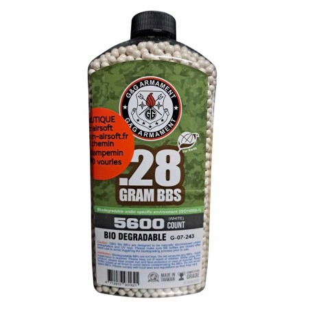 G&G Armament - Billes biodégradable Blanche 0.28g Précision 5600 Bbs