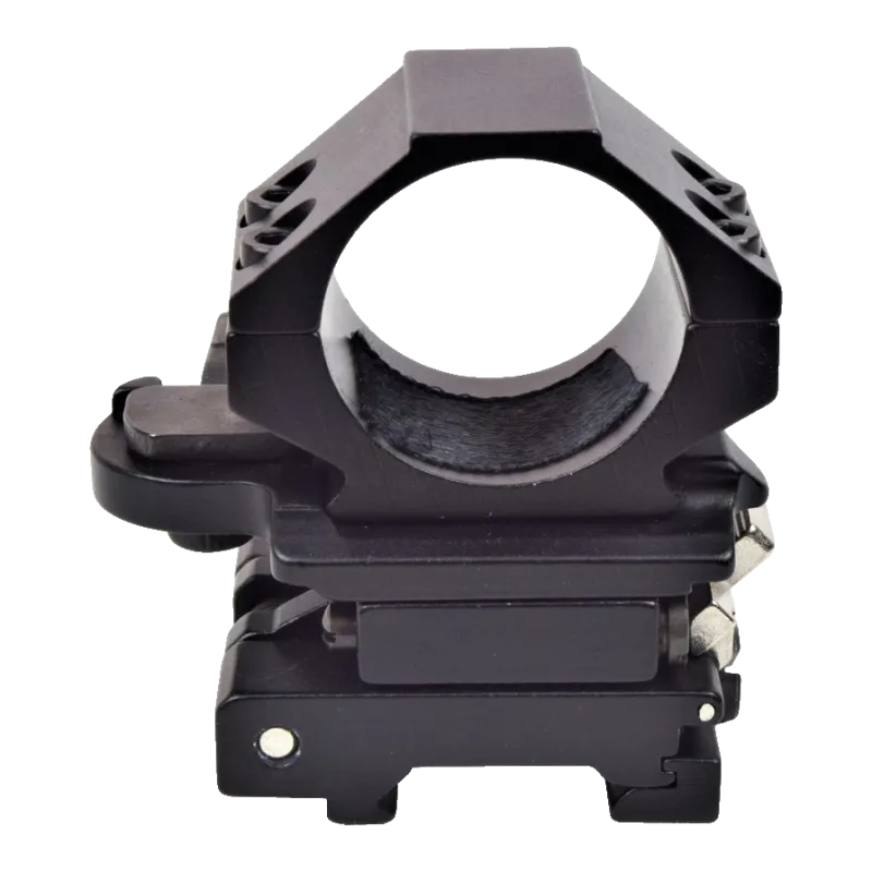 Fixation JS-Tactical pour magnifier 35 mm, vue de face de l'anneau et de la base Picatinny