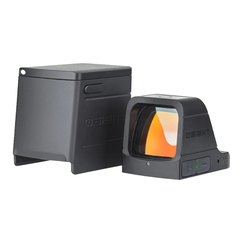 Olight Osight X et son capuchon de charge, vue de trois quarts
