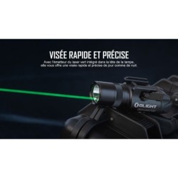 Olight - Baldr Pro R | Lampe tactique avec laser vert & 1350 lumens LED - Noir