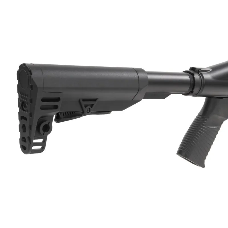 Secutor Velites Ferrum S-VI, gros plan de la crosse télescopique