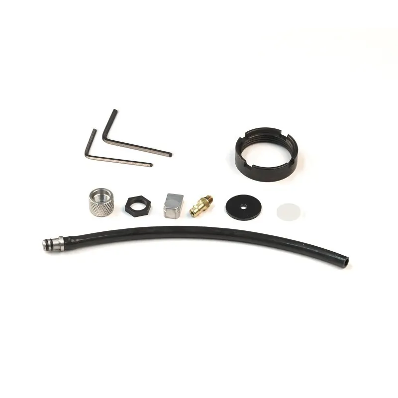 Contenu du kit Wolverine Wraith X : flexible, écrous, raccord et clés Allen