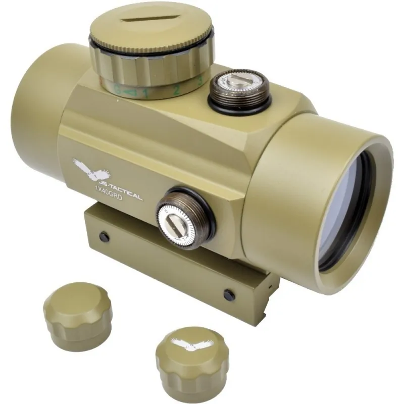 Viseur red dot JS-Tactical 1X40GRD tan tube 40mm avec ses bouchons de molette