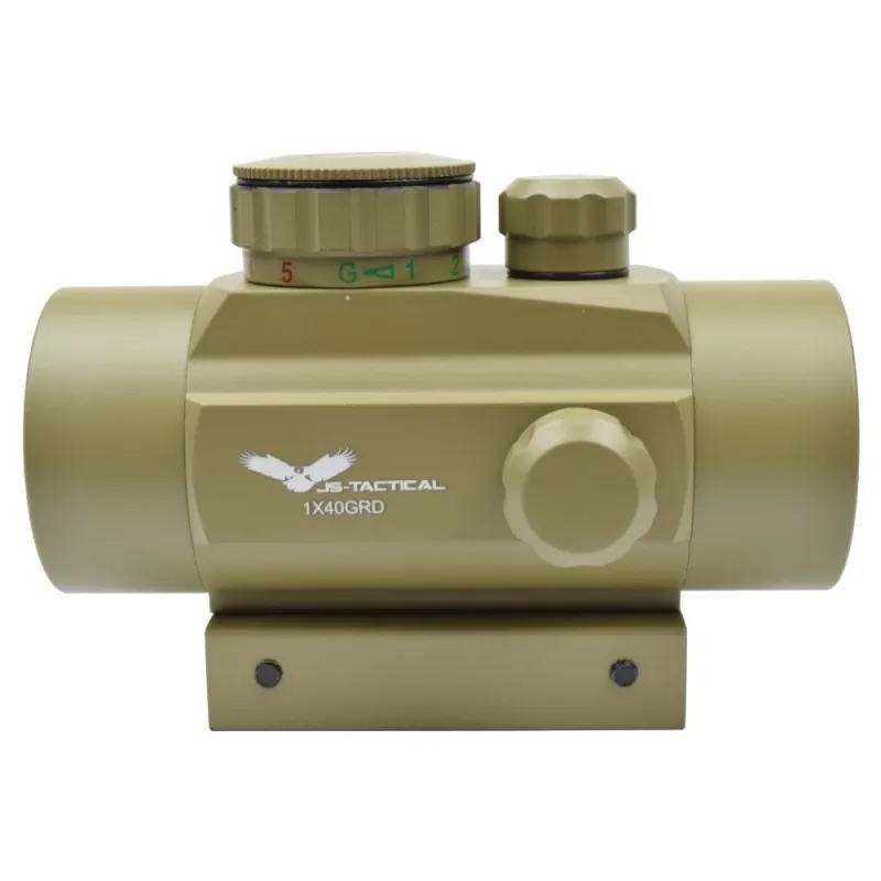 Red dot grand objectif JS-Tactical 1X40GRD tan 40mm, côté molette de réglage