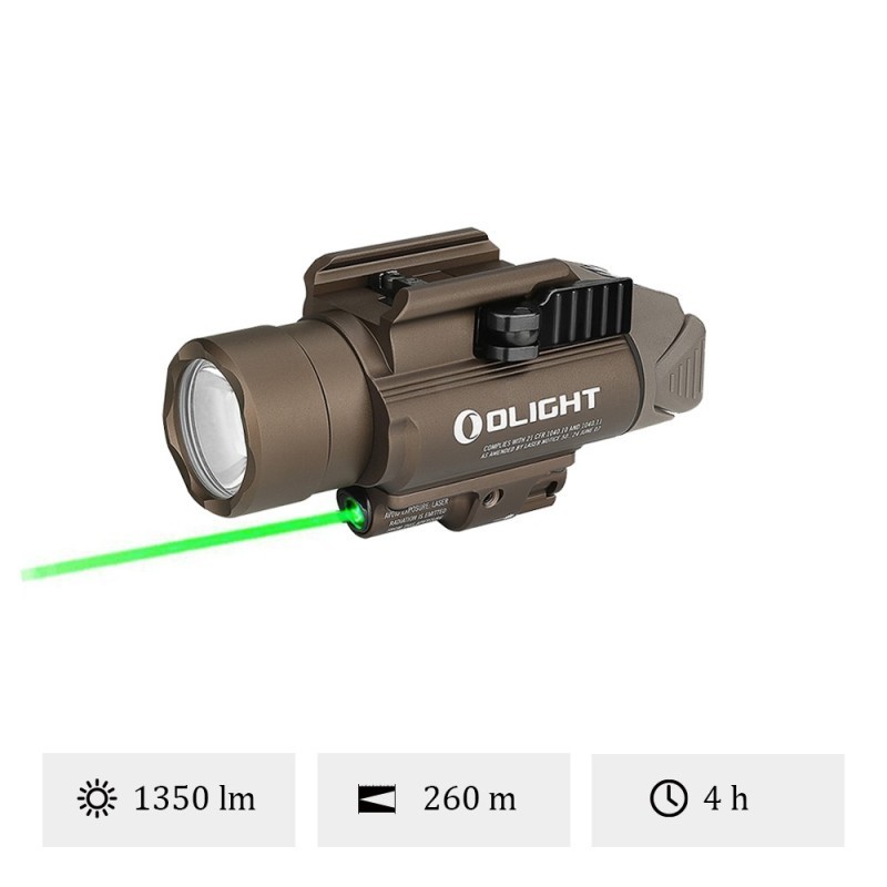 Olight - Lampe Tactique Baldr Pro Ultra Puissante Avec Laser Vert - Tan Olight - Lampe Tactique Baldr Pro Ultra Puissante Avec Laser Vert - Tan
