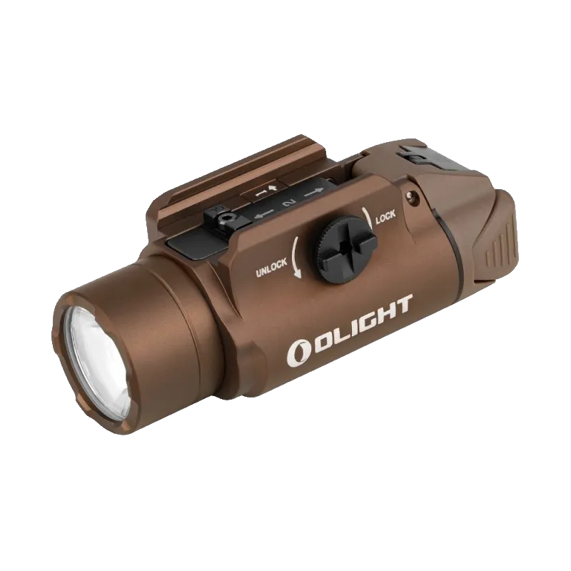 Lampe tactique Olight PL-3S Valkyrie tan, vue trois quarts avant