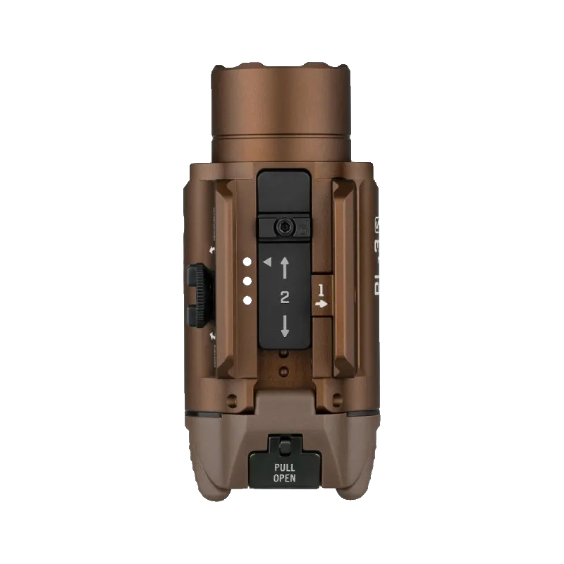 Olight PL-3S Valkyrie tan, vue de dessus du bloc coulissant réglable