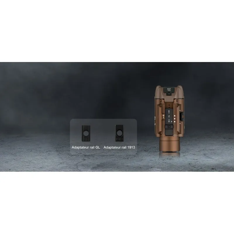 Olight PL-3S Valkyrie tan et ses adaptateurs de rail GL et 1913