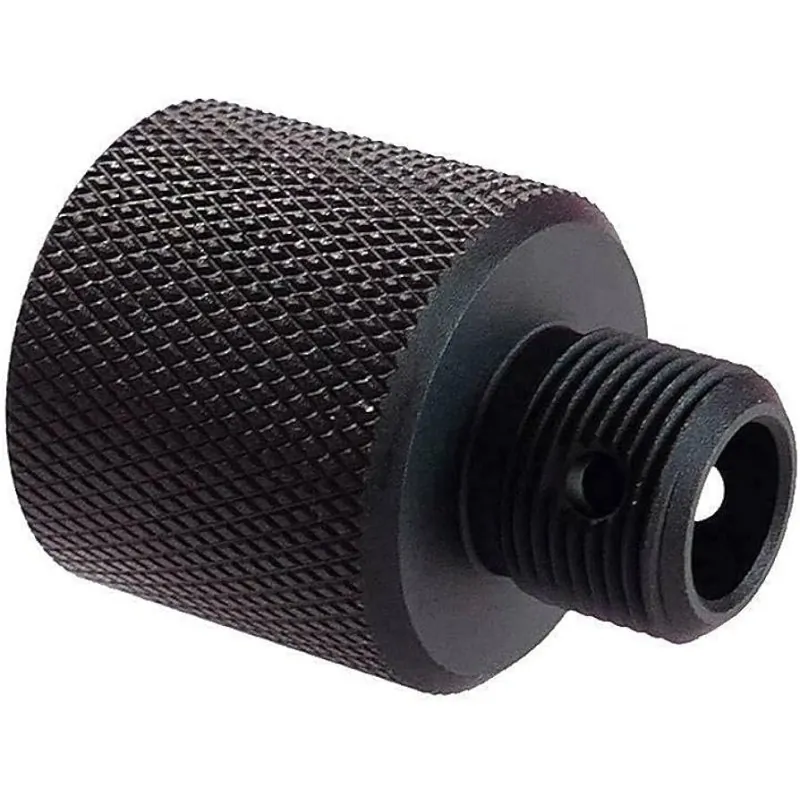 Adaptateur silencieux Action Army pour Amoeba noir, embout fileté 14 mm et corps moleté