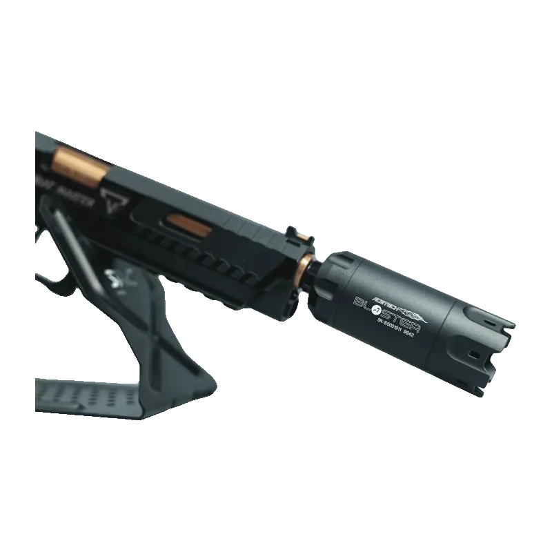 Traceur Acetech Blaster noir monté sur un pistolet, vue de trois quarts
