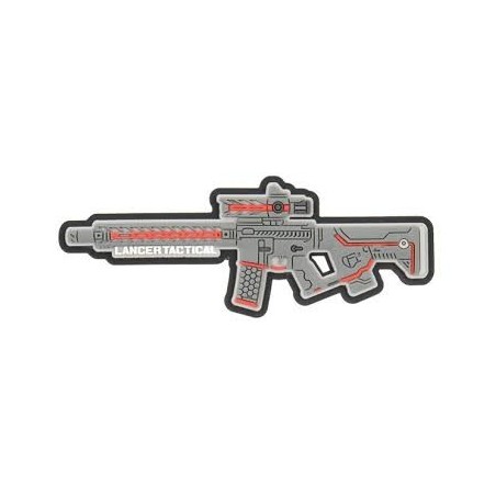 LANCER TACTICAL - Patch LT-34 Rifle PVC Morale, Gray / Red