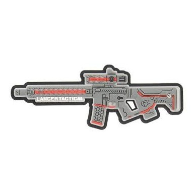 LANCER TACTICAL - Patch LT-34 Rifle PVC Morale, Gray / Red