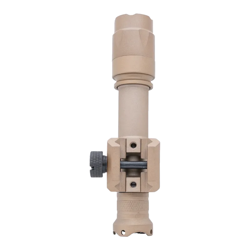 Lampe ASG Strike Systems WL1080 tan, vue de dessous de la fixation rail 20 mm et de sa molette