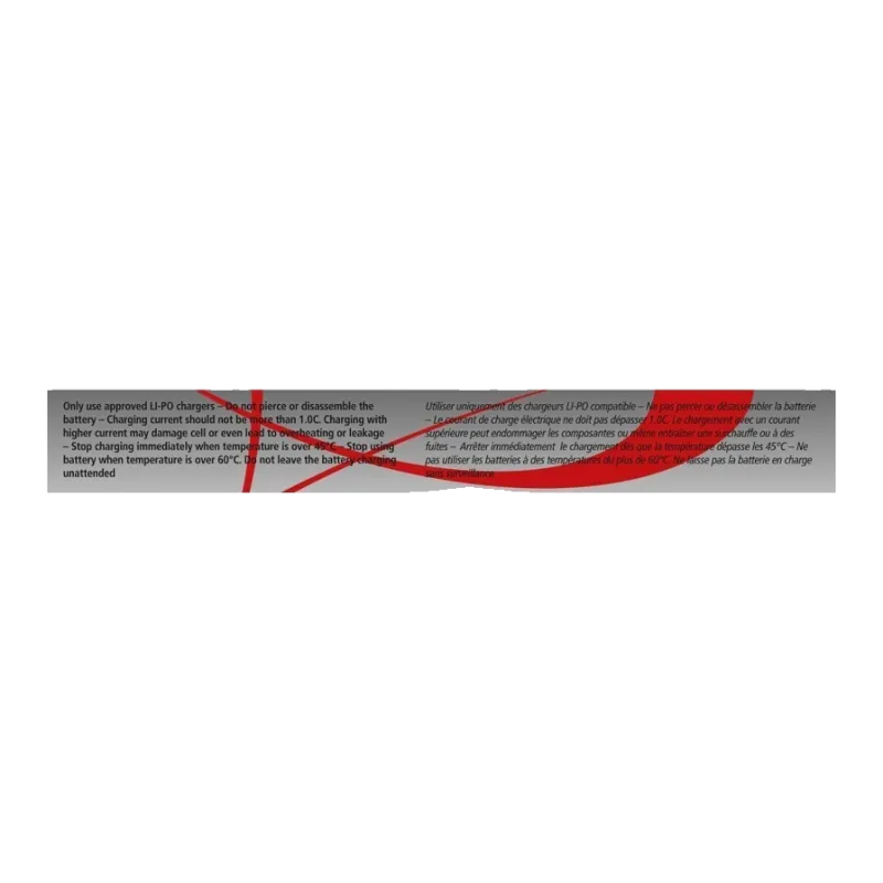 Étiquette de sécurité de la batterie LiPo ASG 7,4 V 1300 mAh : consignes de charge