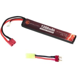 Evolution Li-Po 7.4V 1300mAh 20C-40C T-Dean – 1 bâton | Zn-Airsoft