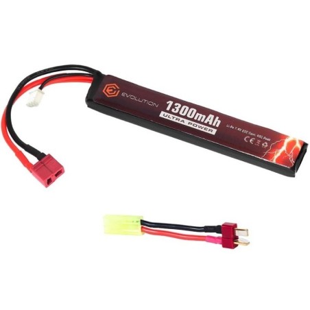 Evolution Li-Po 7.4V 1300mAh 20C-40C T-Dean – 1 bâton | Zn-Airsoft
