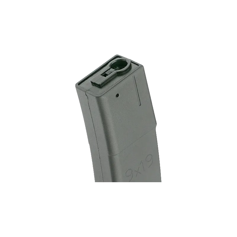 Chargeur Well Pro PPK20, gros plan de l'orifice d'alimentation et du marquage 9x19