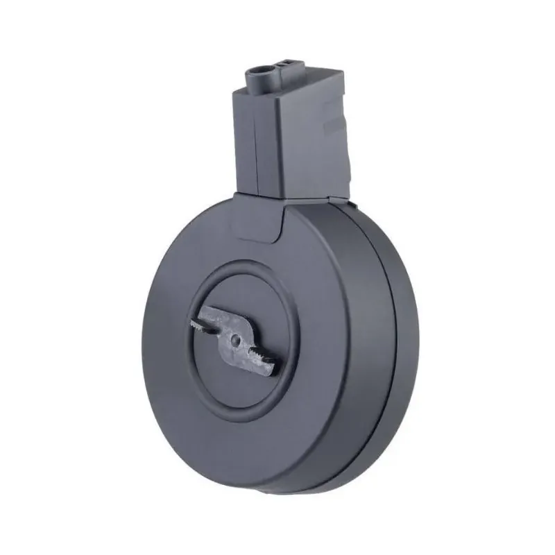 Drum Tokyo Marui 400 billes pour MP5 AEG, noir, vue de trois quarts