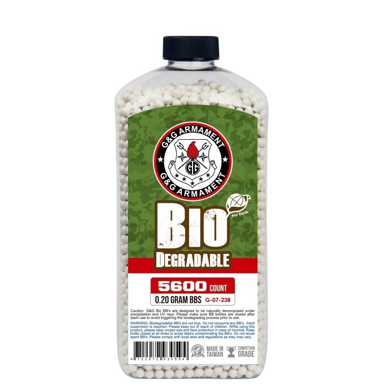 G&G Armament - Billes Blanche biodégradables 0.20g X 5600 bbs G&G Armament - Billes Blanche biodégradables 0.20g X 5600 bbs