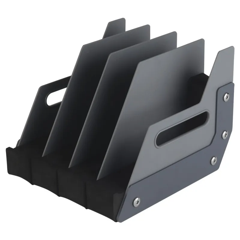 Rack Wosport WO-TG32 pour 4 pistolets, vue de trois quarts avant avec plaques gris anthracite