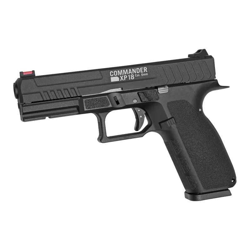 Pistolet CO2 ASG Commander XP18 noir, vue de trois quarts côté gauche