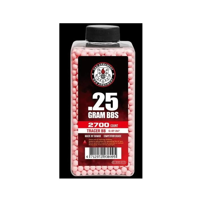 G&G Armament - Billes Traçante Rouge Compétition Grade 0.25g X 2700 bbs