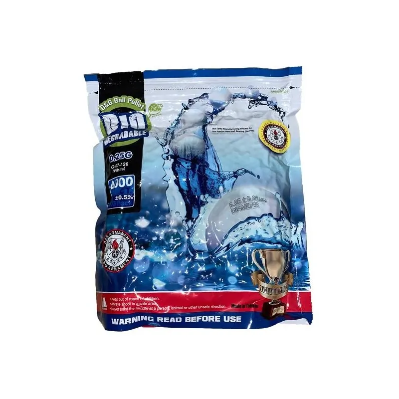 G&G Armament - Billes Blanche biodégradable 0.25g Précision 4000Bbs