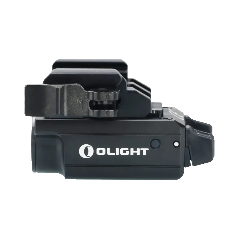 Olight PL Mini 2 Valkyrie noire, vue de profil côté logo Olight