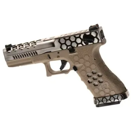 AW CUSTOM - Pistolet GBB VX0210 Hex Cut Full Métal - Tan