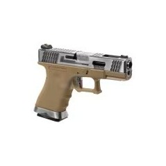 WE - Pistolet GBB G-Force 19 SV Barrel Métal Version - Tan et Argent