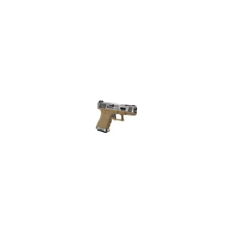WE - Pistolet GBB G-Force 19 SV Barrel Métal Version - Tan et Argent