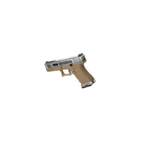 WE - Pistolet GBB G-Force 19 SV Barrel Métal Version - Tan et Argent