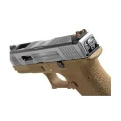 WE - Pistolet GBB G-Force 19 SV Barrel Métal Version - Tan et Argent